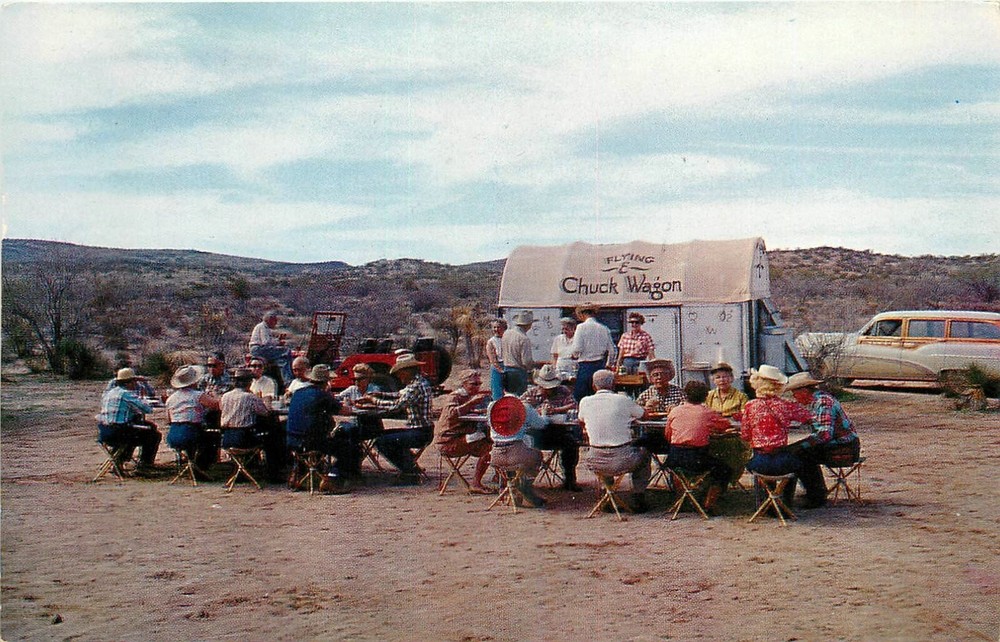 1958 Wickenburg Arizona Flying E Ranch guest Cattle ranch Postcard 4386
