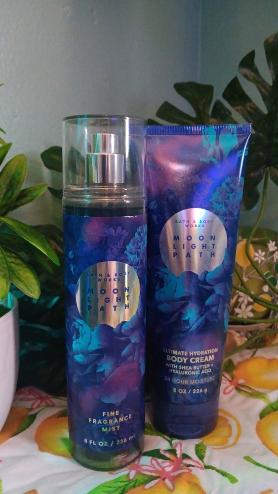 NEW Bath & Body Works MOONLIGHT PATH Fine Fragrance Mist 8oz + Body Cream 8oz