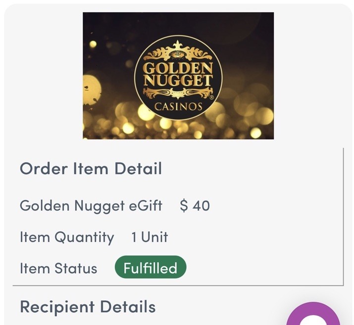 Golden Nugget $40 eGift Card Casinos Digital Valid for 35$ OBF