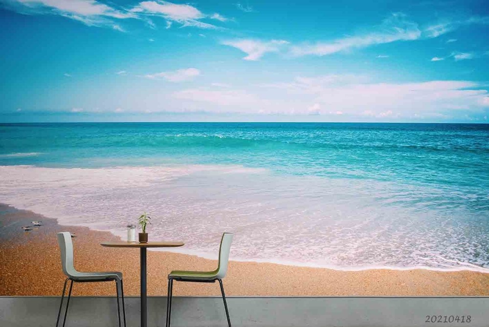3D Sky Sea Beach Landscape Wall Murals Wallpaper Murals Wall Sticker