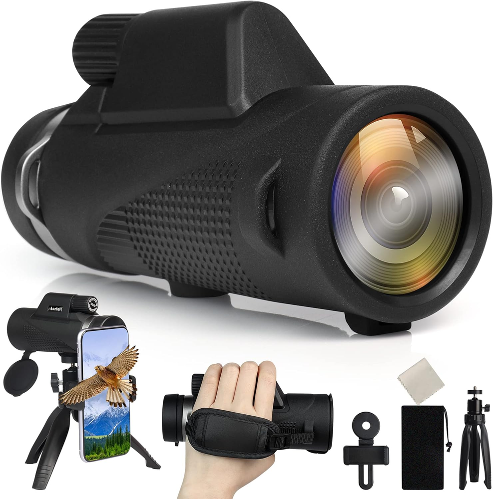 12X55 HD Monocular Telescope with Smartphone Holder, 2023 Waterproof Monocular,