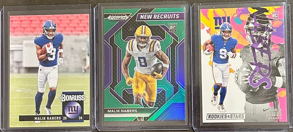 2024 Panini Malik Nabers 3-Card Rookie Insert Trading Lot Collection