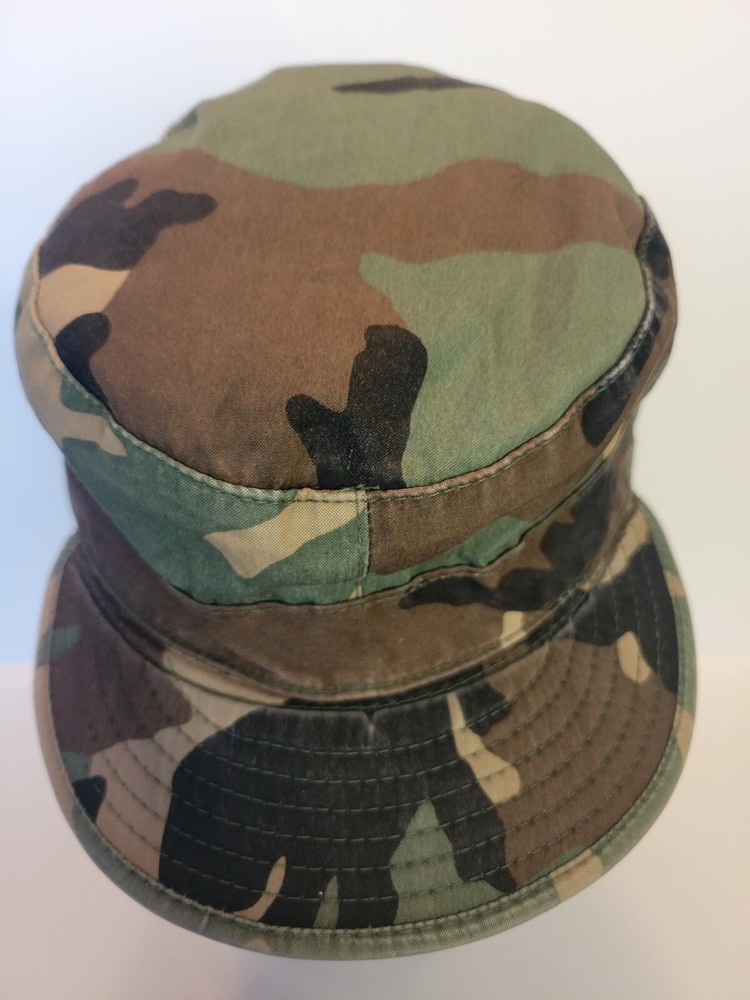 Military Issue Woodland Camouflage Combat Cap With Ear Flaps 6 7/8” BDU Hat