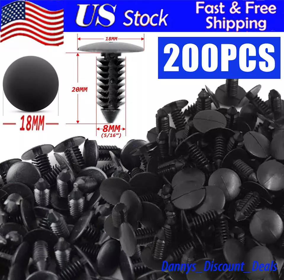200X Bumper Fastener Clips Auto Car Hole Plastic Rivets Retainer Fender Push Pin