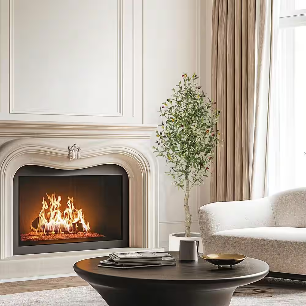 7 Ft 2-Piece Artificial Olive Tree UV Resistant Faux Simulation