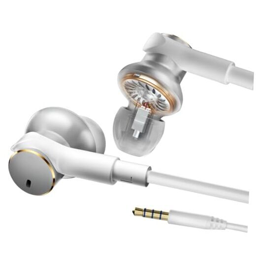 Wired Earbuds with [Four drive unit],3.5 in-ear Noise-Cancelling White