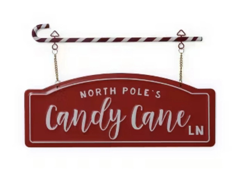 Target Bullseye Playground Christmas Candy Cane Lane Hanging Wall Decor Sign New