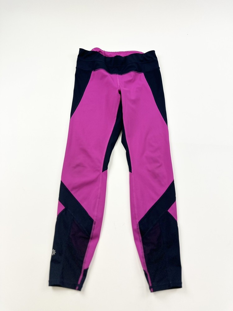 Athleta Compression Leggings Women’s S Small Black Pink Mesh Calf Sonar 7/8