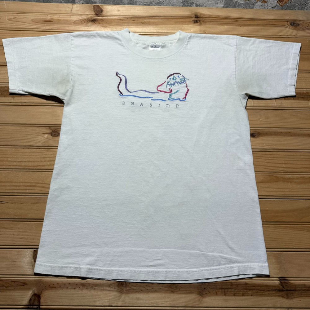 Vintage 90s Y2K Sea Otter Wildlife Animal Nature Ocean Seaside Shirt Size Large