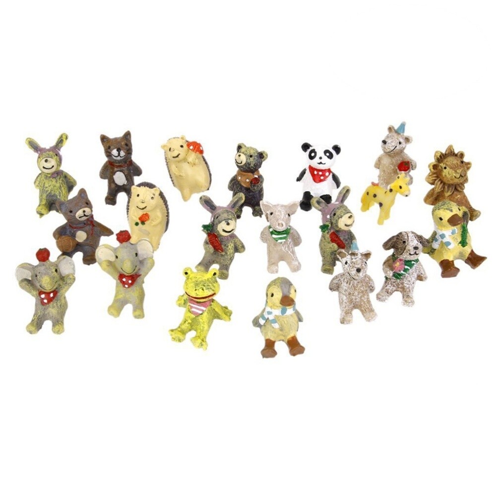 20pcs Miniature Resin Animal Ornaments for Fairy Garden and Moss Scenes