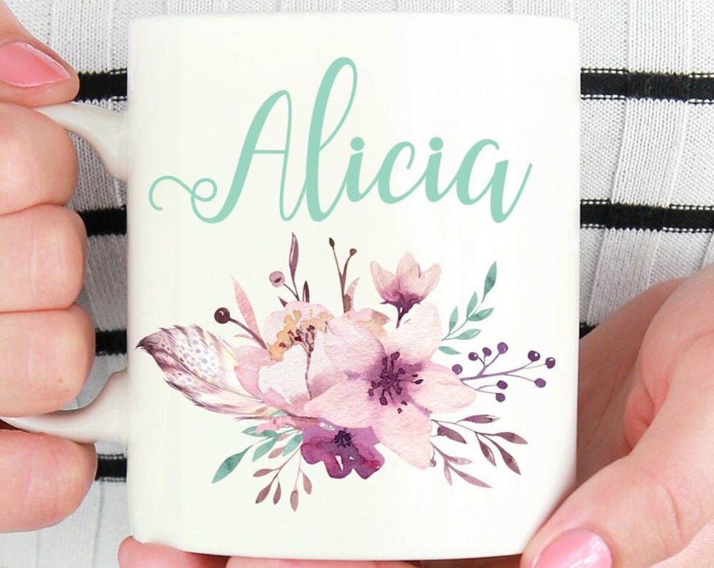 Monogram Mug Flower Mug Bridesmaid Gift