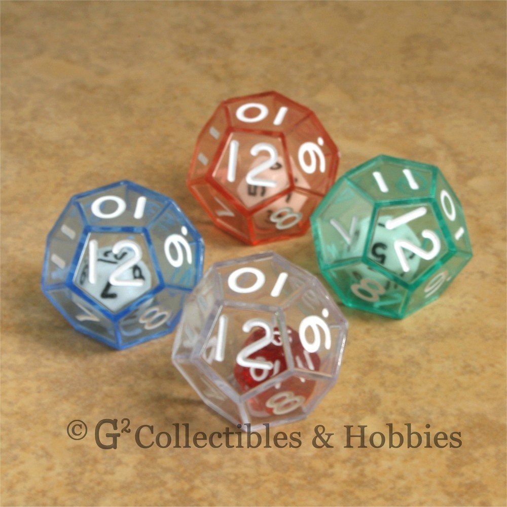 NEW Set of 4 DOUBLE DICE D12 RPG Game Math Twelve Sided-image