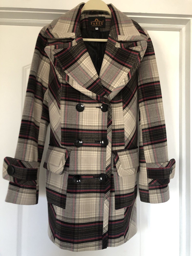 Plaid  Wool Blend Coat Blazer women's European Size 44 (U.S. Size S/M)
