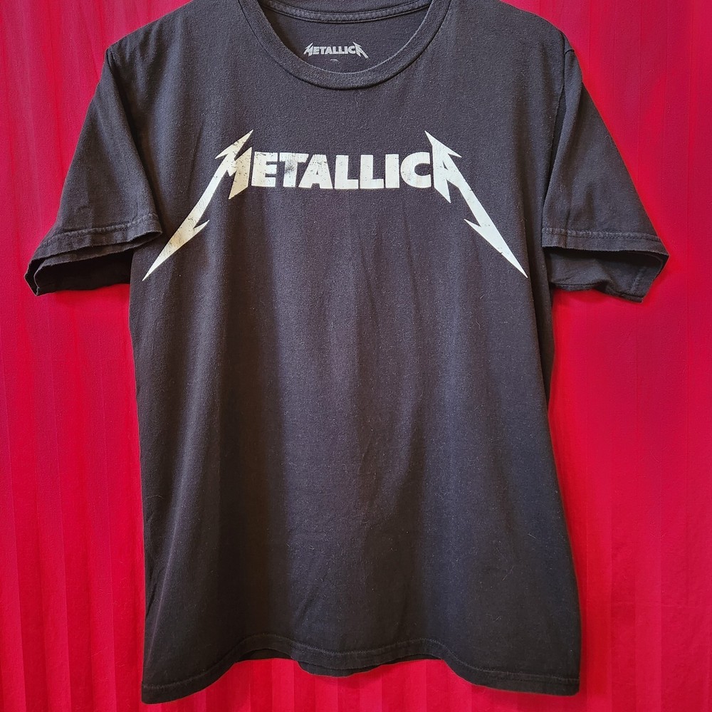 Metallica T Shirt White Logo Black Shirt Adult Size M or L
