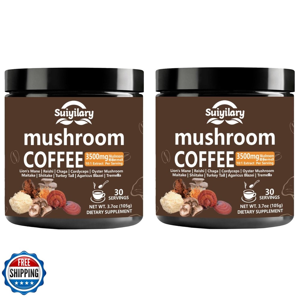 Suiyilary 10 Mushroom Coffee with Arabica Lion's Mane Reishi Mushroom Powder Blend