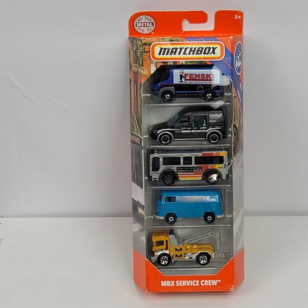 Matchbox MBX Service Crew Assorted Cars #GBJ69 2018 5 Pack Car Set 1/64 NIB
