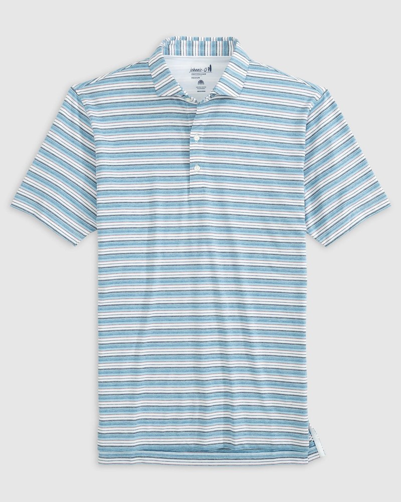 johnnie-O Performance Jersey Polo - Tyson Stripe Tornado Size L MC-7811312