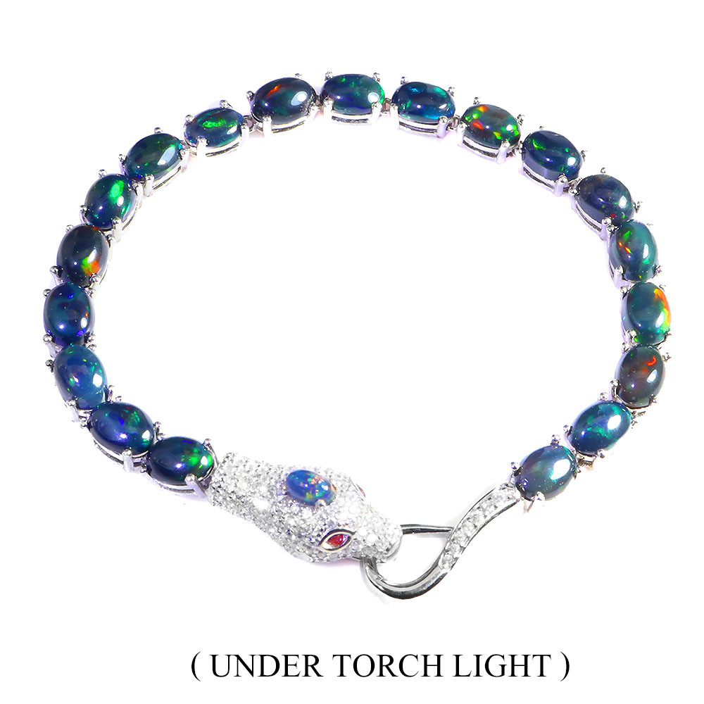 Valentine 925 Silver Bracelet Oval Black Opal 7x5mm Gemstone Jewelry Jewelry 7in