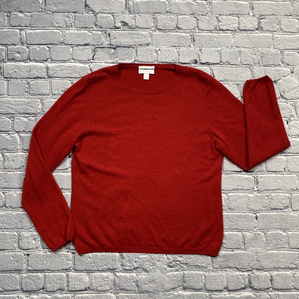 Charter Club 100% 2ply Cashmere Sweater Womens L (M) Red Old Money Luxury *Read