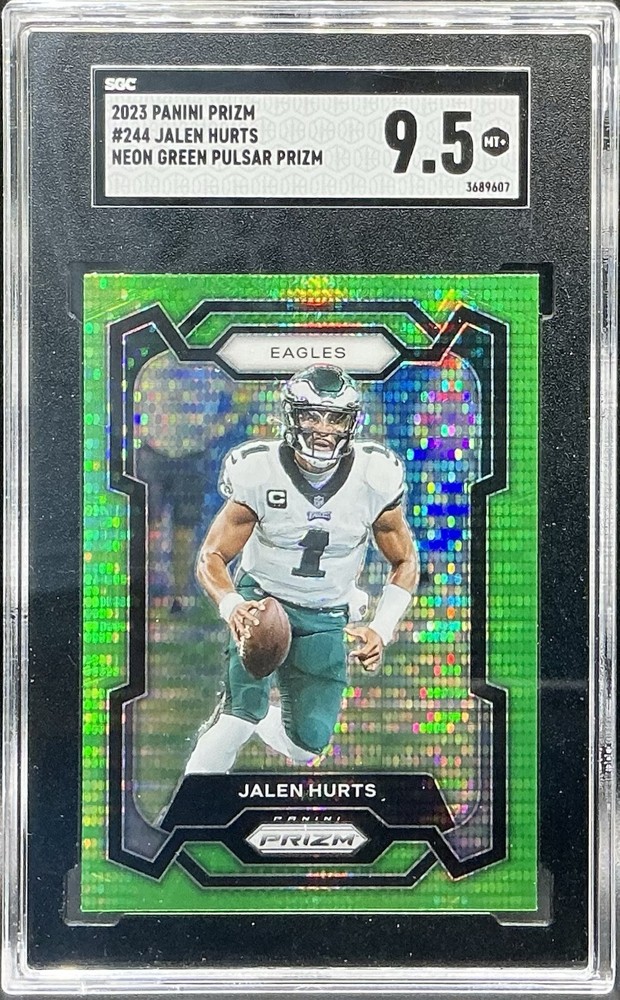 2023 Panini Prizm Jalen Hurts #244 Neon Green Pulsar Prizm Card