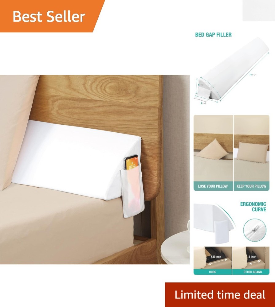 Luxury King Bed Wedge Pillow - Perfect Gap Filler for Comfort & Storage