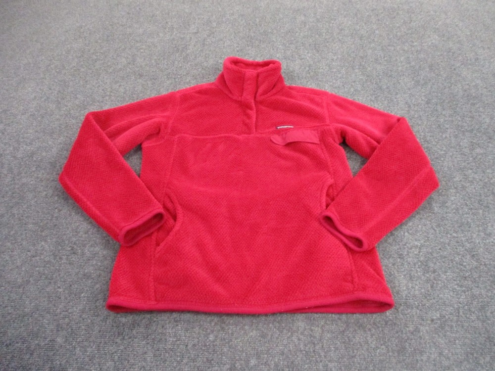 Patagonia Womens M Snap-T Fleece Jacket Pink Fuzzy Outdoor Casual Sweater