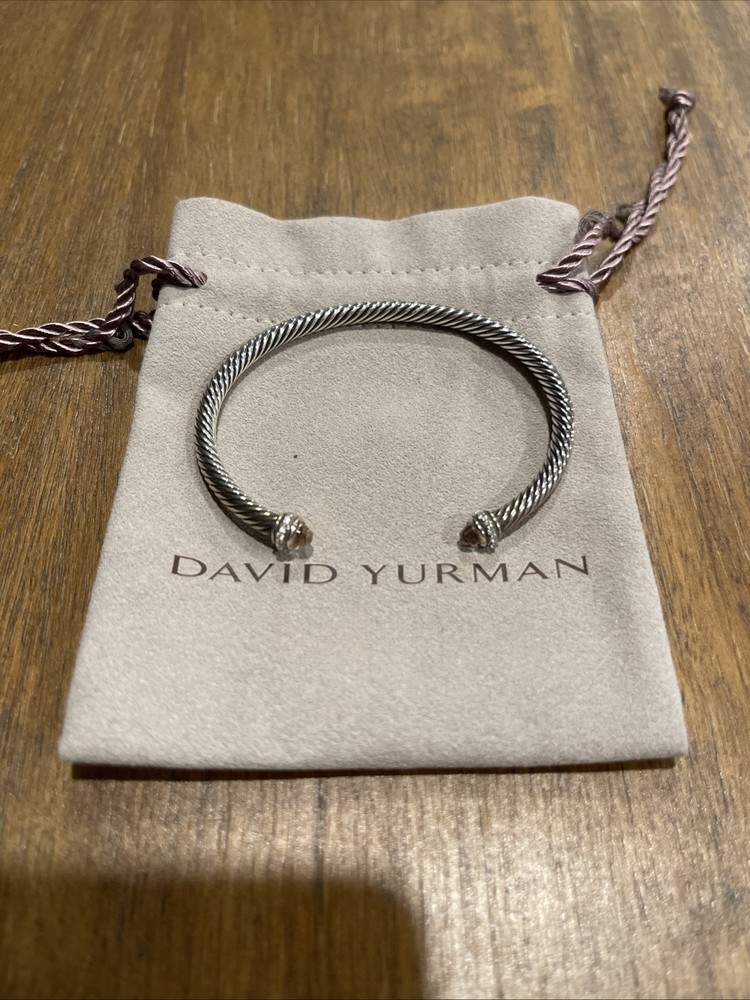 David Yurman Sterling Silver Cable Bracelet with Morganite & Diamonds 4mm
