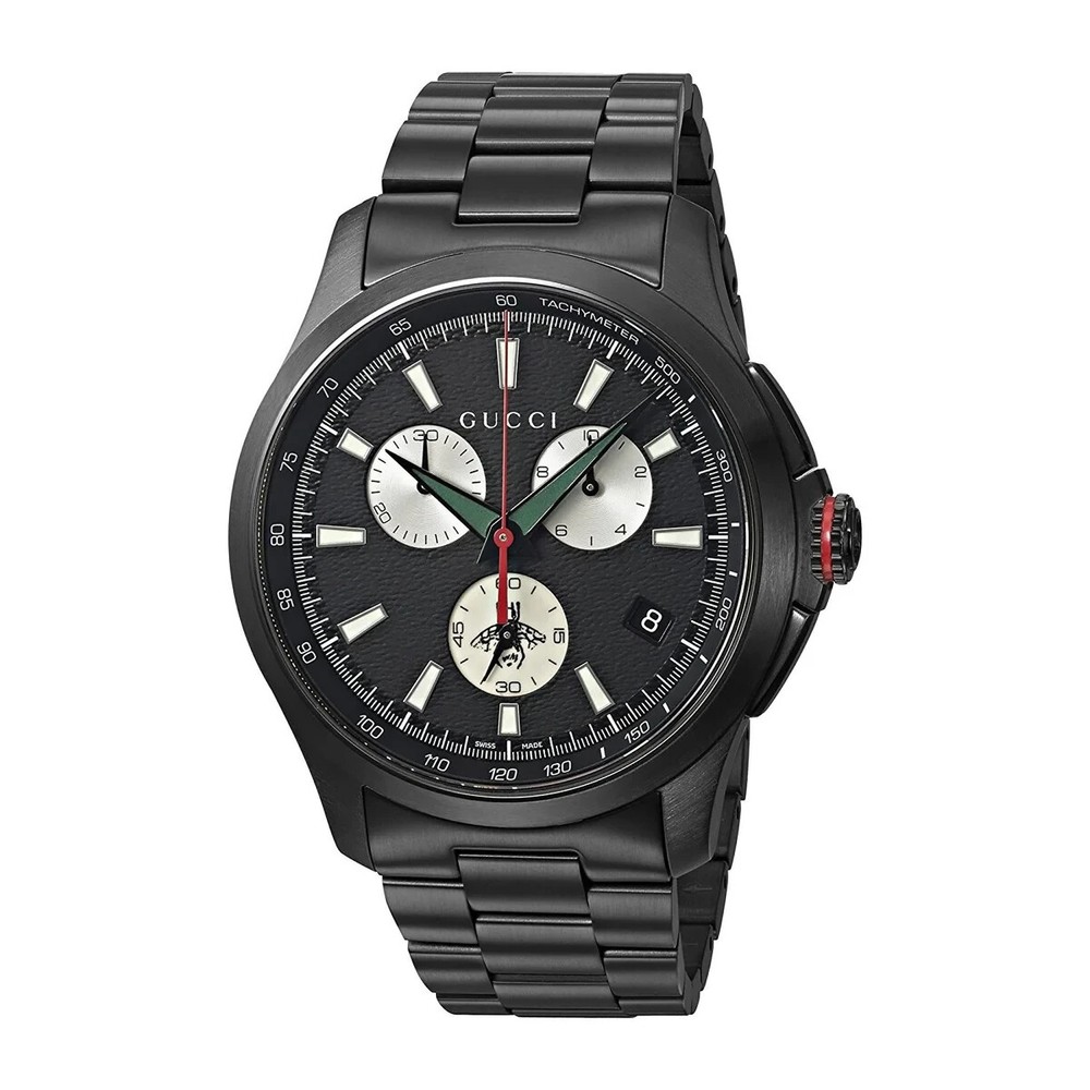 Gucci G-Timeless Mens Black Dial Stainless Steel Watch YA126268 $1470