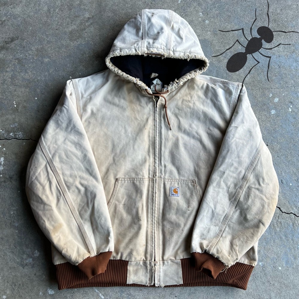 Vintage Y2K distressed brown Carhartt work hoodie jacket