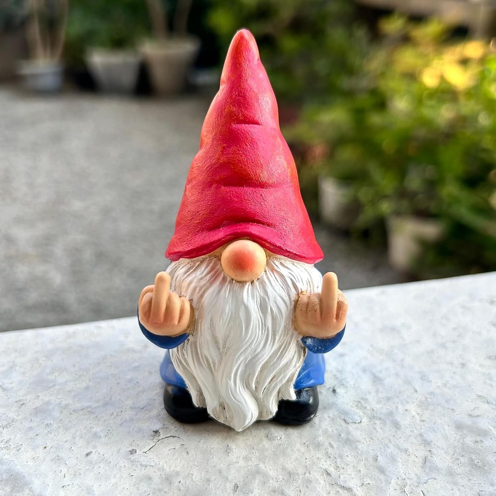 Naughty Middle Finger Garden Gnome 3.5in Funny Outdoor Decor  