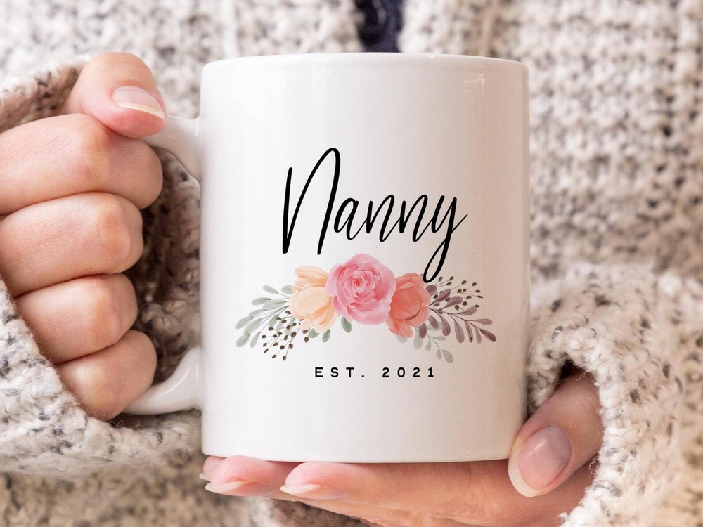 Nanny Est 2021 Coffee Mug Pregnancy Announcement Coffee Mug Custom Gift To