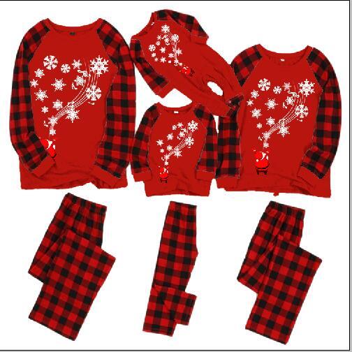 Christmas Pajamas Xmas Grid Print Nightwear Set Family Matching Boy Santa Claus