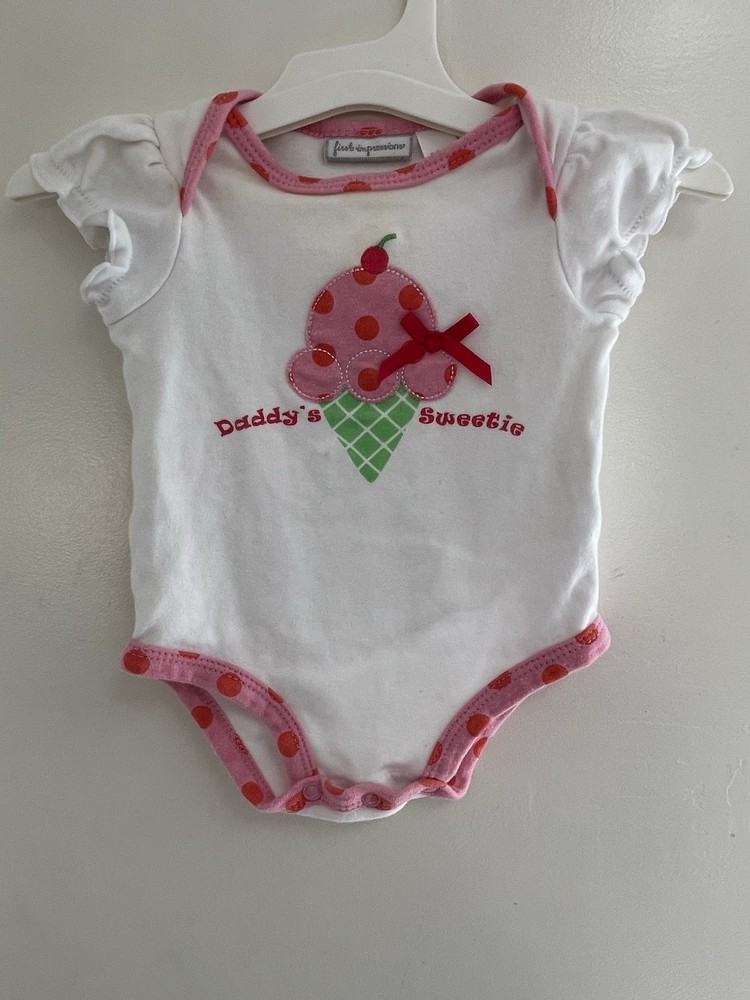 First Impressions Baby Girls Daddy's Sweetie Short Sleeve Bodysuit White 0-3M