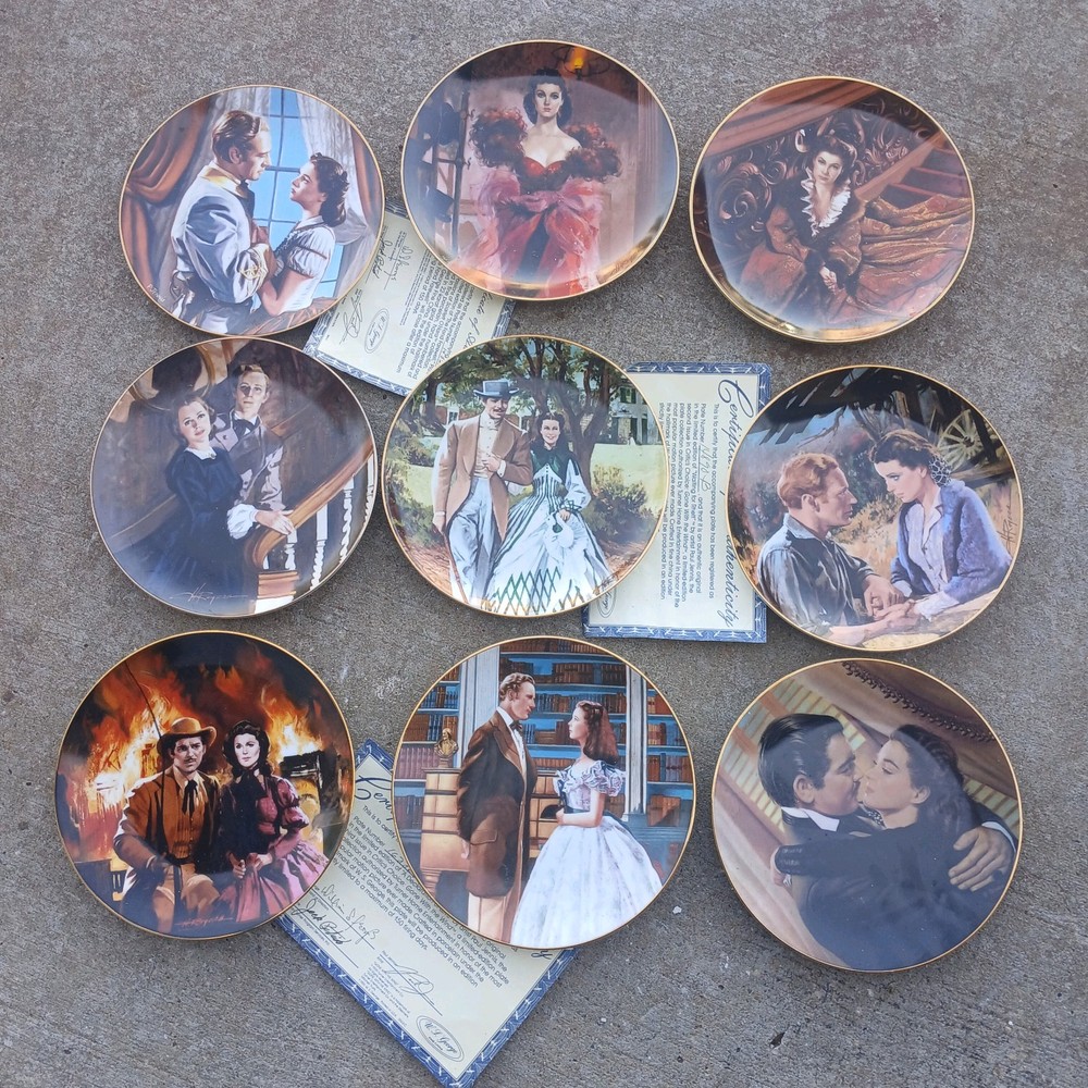 Gone With The Wind Mini Golden Memories Plates Bradford 1995 Set of 7