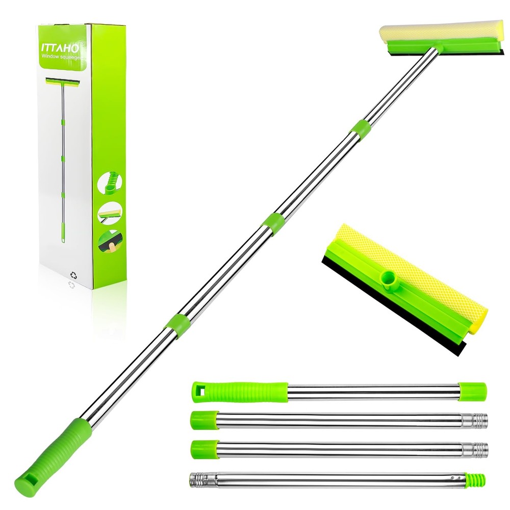 2-in-1 Window Squeegee Cleaner for Sparkling Streak-Free Glass