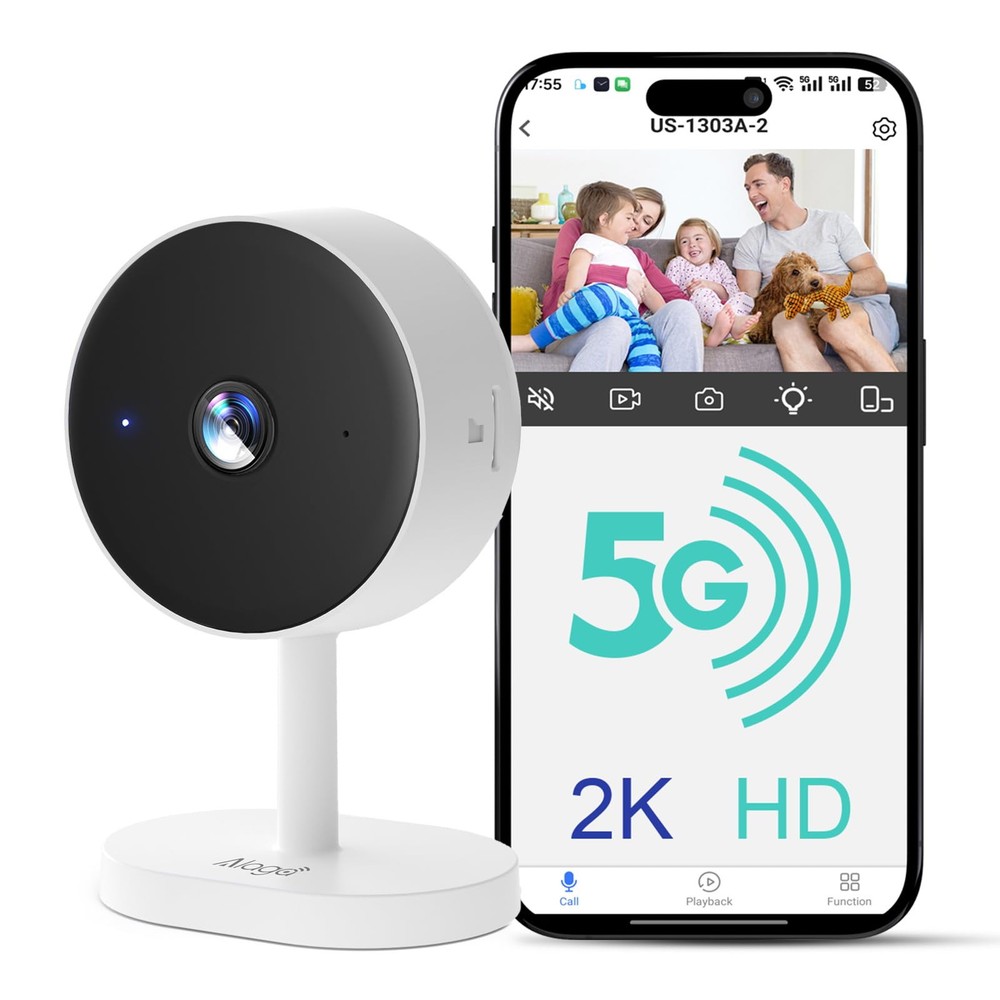 2K Indoor Security Camera with AI Motion Detection for Baby and Dog Monitoring