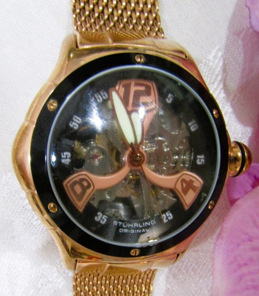 Men's Stuhrling Original Alpine Automatic Skeleton Wristwatch