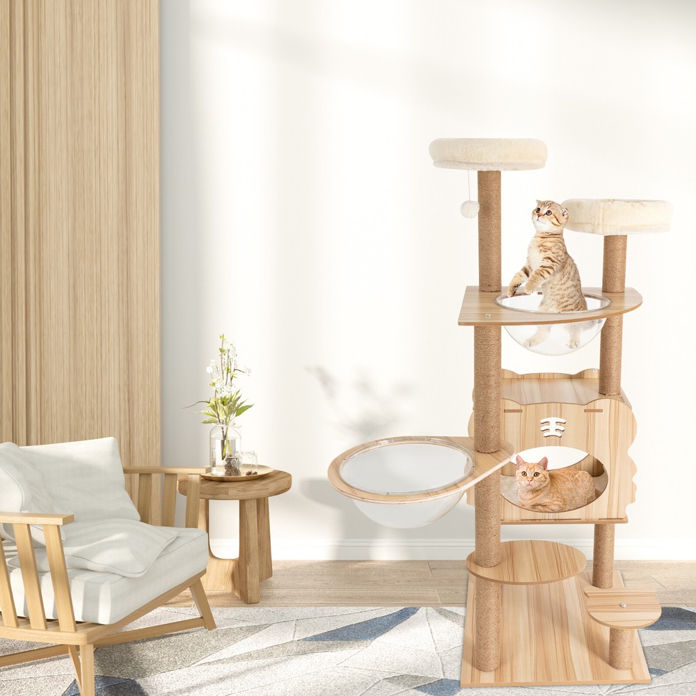 54'' Sturdy Cat Tree Tower Activity Center Playing House Condo For Kitty Rest