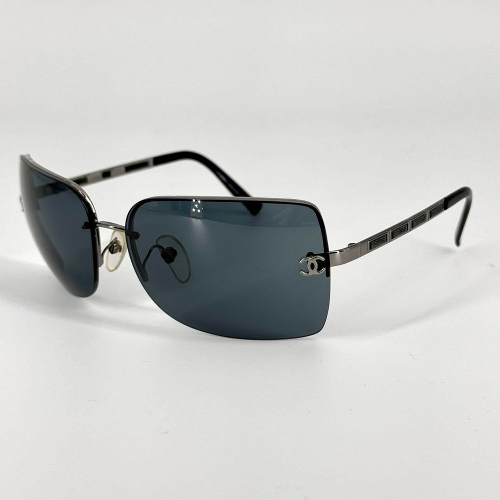 CHANEL 4112 Silver Black Frame Sunglasses with Coco Mark