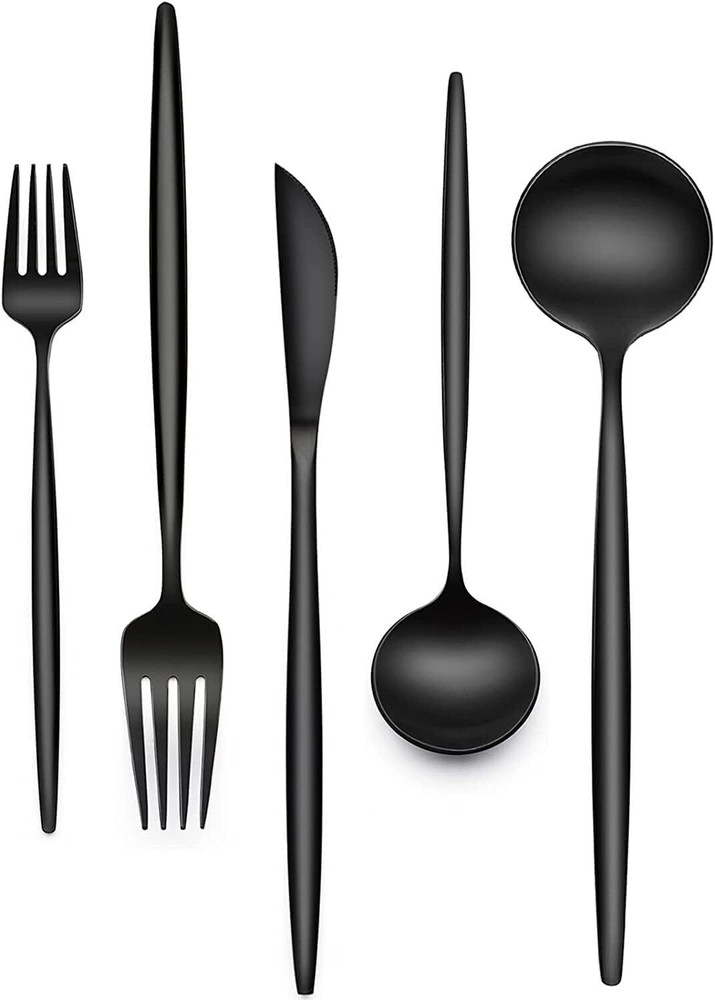 60-Piece Black Silverware Set, Flatware Set for 12