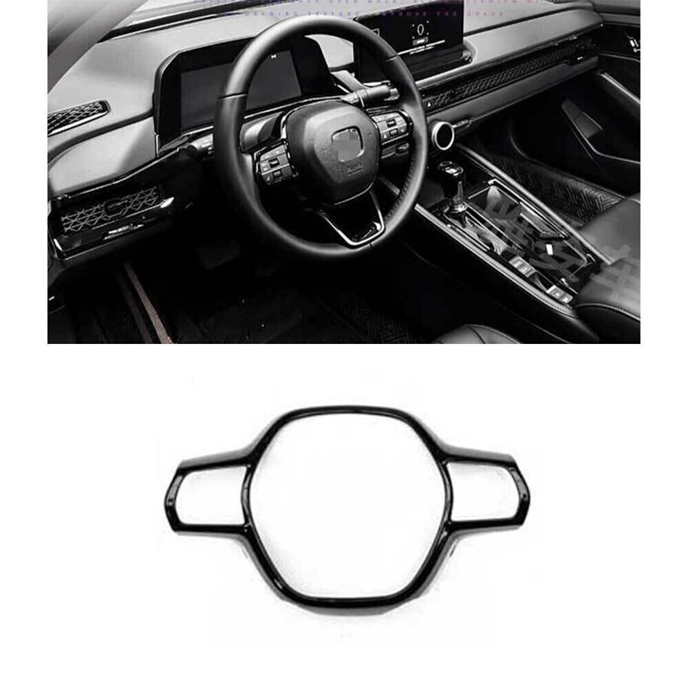 For Honda Accord 2023-2024 Glossy Black Console Steering Wheel Frame Cover Trim