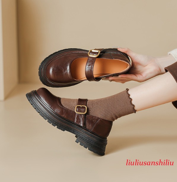 Mary Jane Shoes Womens Round Toe Platform Shoes Ankle Strap Buckle Cute College