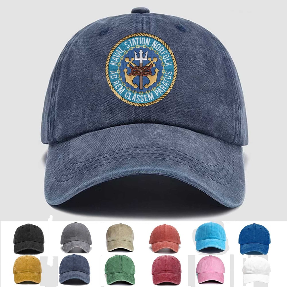 Custom Embroidered Hat Norfolk Naval Station Virginia, Veteran Cap, Trucker Hat
