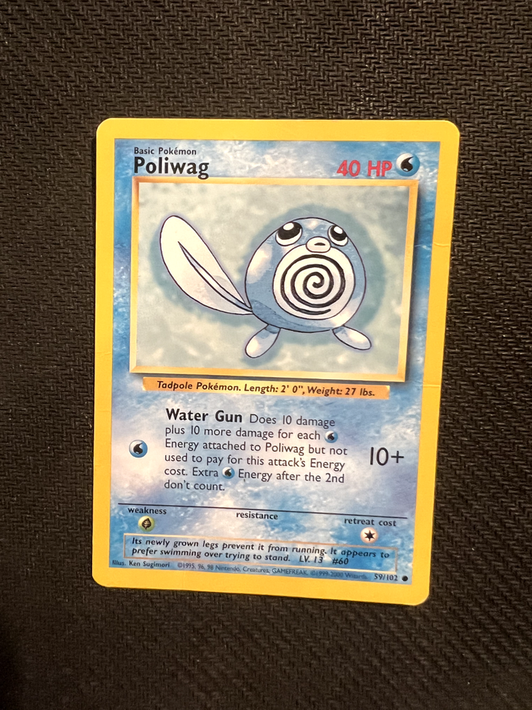 1999 Pokémon TCG Poliwag Base Set 59/102 Common Card Wizards Era