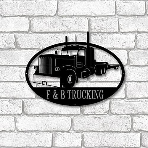 Personalized Flat Bed Semi Truck Metal Sign-Custom Name Sign-Truck Driver Sign