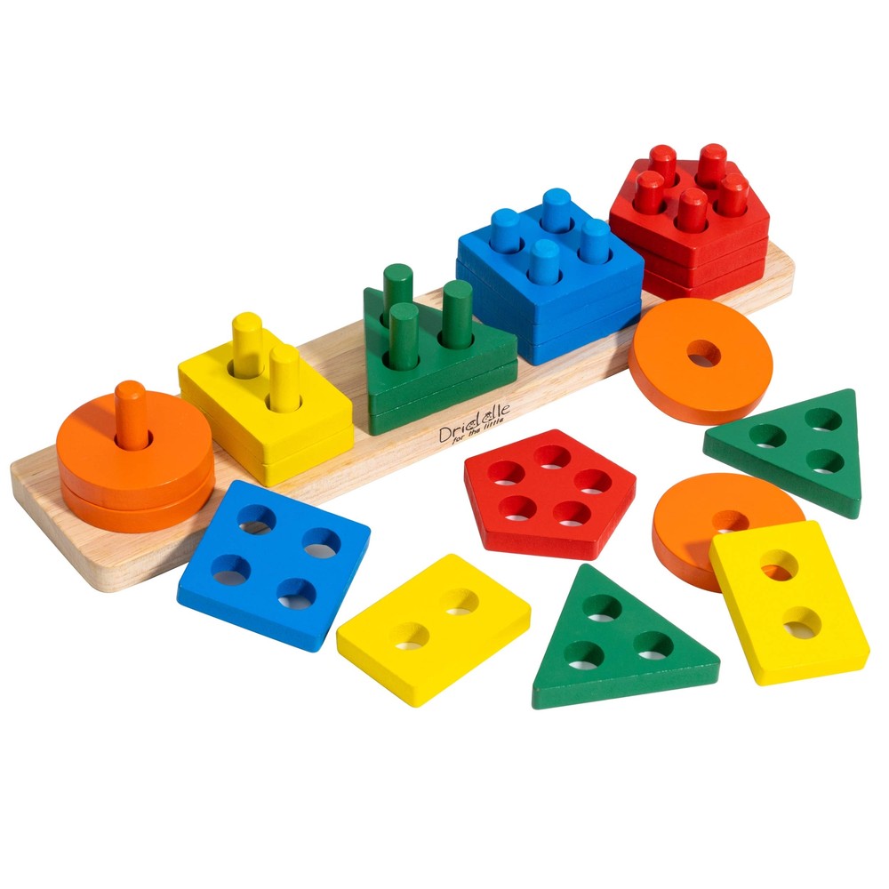 Wooden Educational Sorting and Stacking Toy - Learn Color and Shape Recogniti...