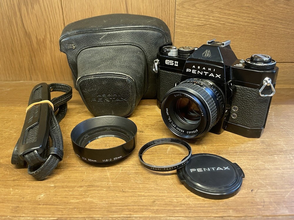 *Near Mint* Pentax ESII ES II Black Film Camera SMC Takumar 55mm F/1.8 From JPN