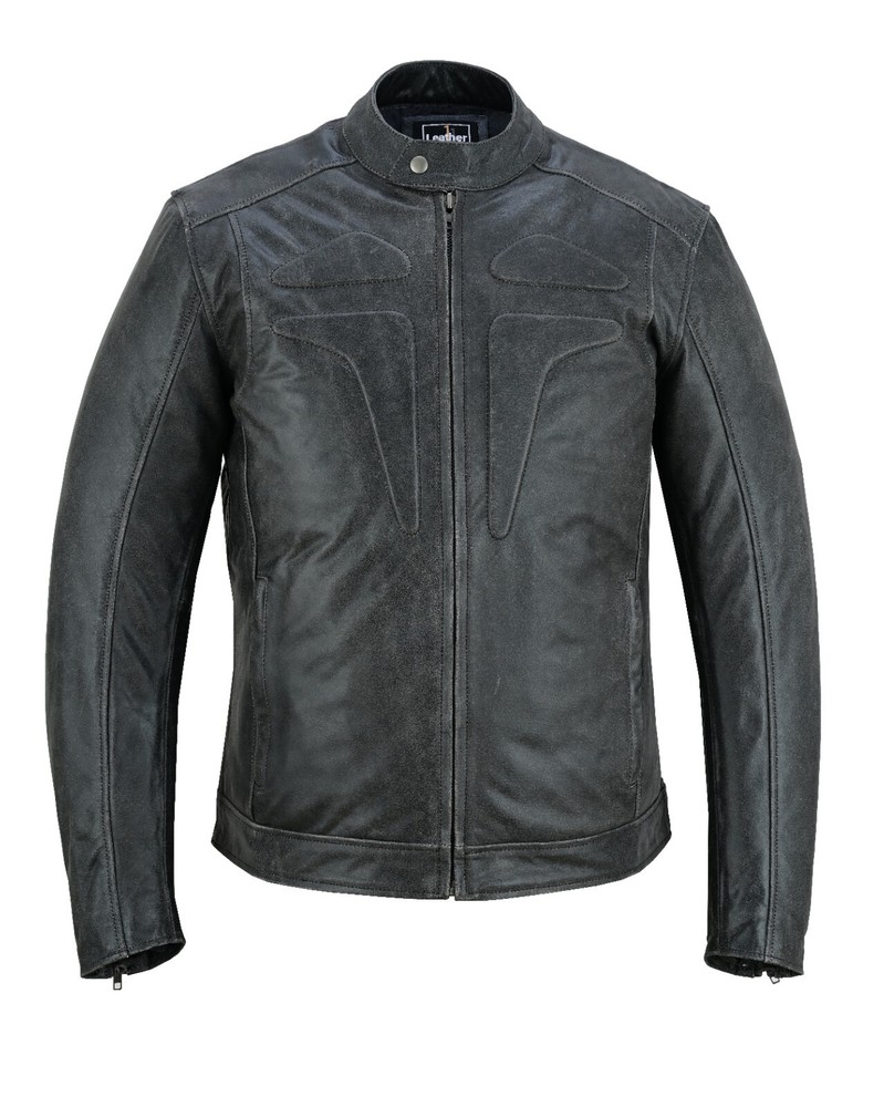 Men's Grey Biker Leather Jacket for Motorcycle Riders  