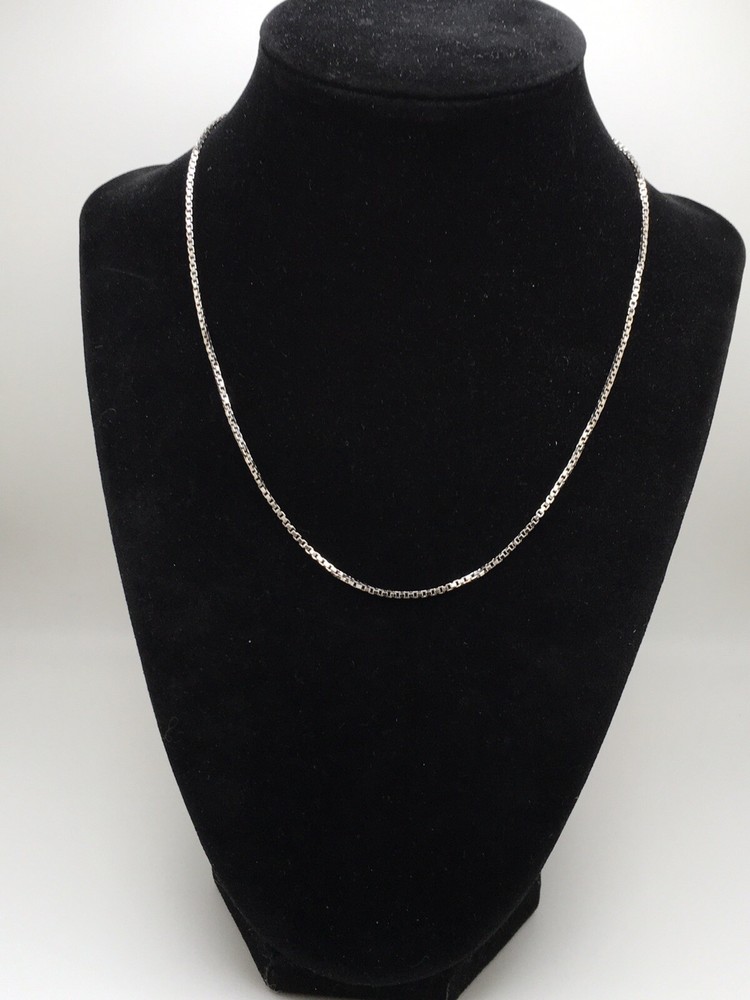 925 Sterling Silver 2mm Rhodium Plated Box Chain Necklace Lobster Clasp 16