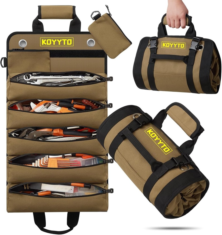 KOYYTO Premium Tool Roll up Bag Heavy Duty Small Tool Bag Organizer and Storage